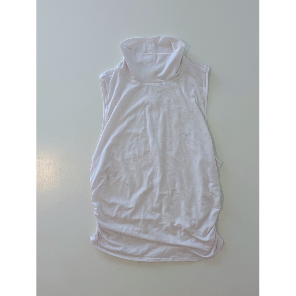 Lululemon All Yours Ruched Mock Neck Tank Top White Sleeveless Yoga Shirt